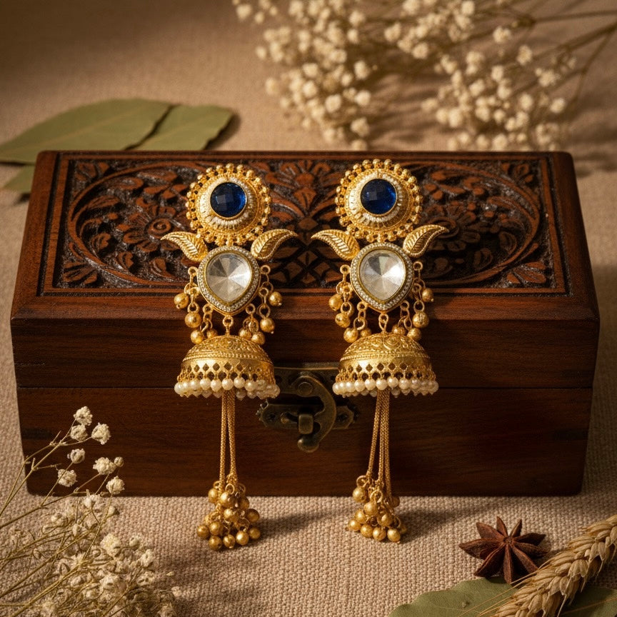 Kavya Kashmiri Earrings (Blue)