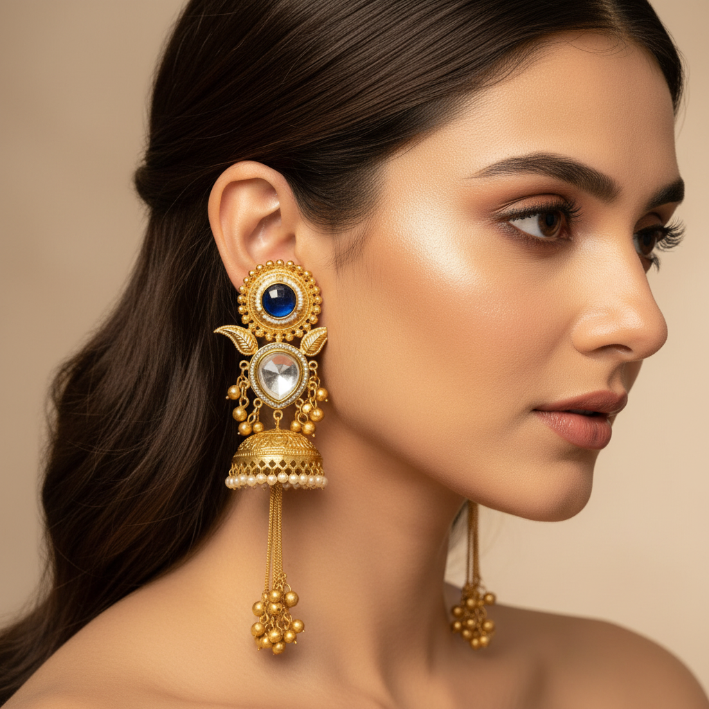 Kavya Kashmiri Earrings (Blue)