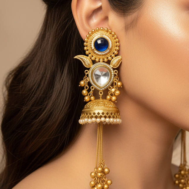 Kavya Kashmiri Earrings (Blue)
