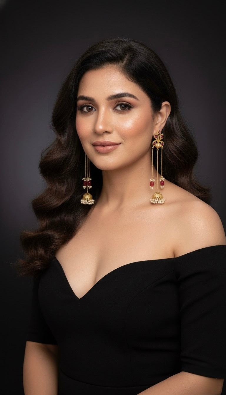 Gulnaz Kashmiri Earrings (Wine)