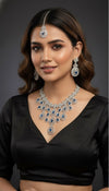 Royal Bloosom AD Necklace (Blue)