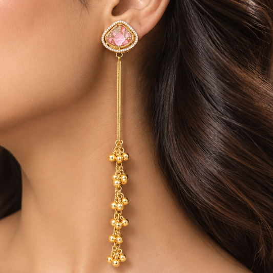 Nandani Kashmiri Earrings (Light Pink)