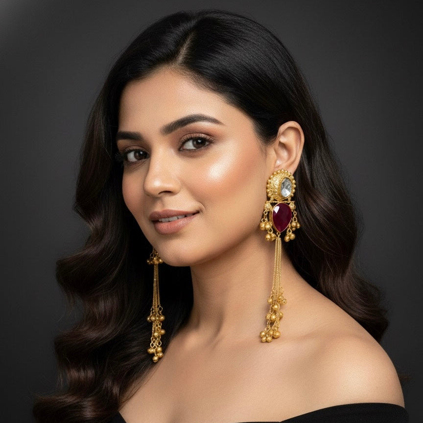 Mohini Kashmiri Earrings (Blue)