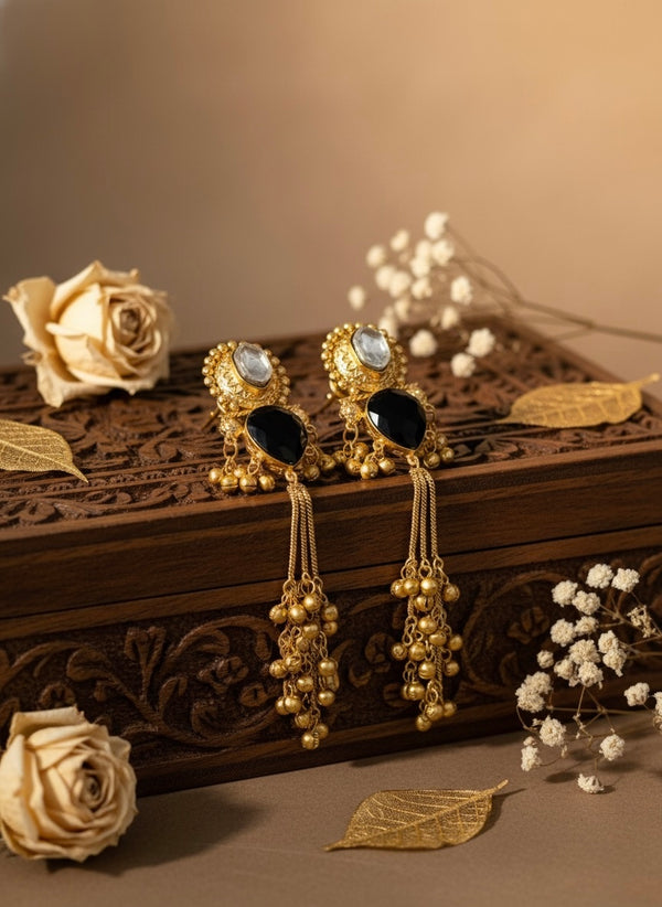 Mohini Kashmiri Earrings (Black)