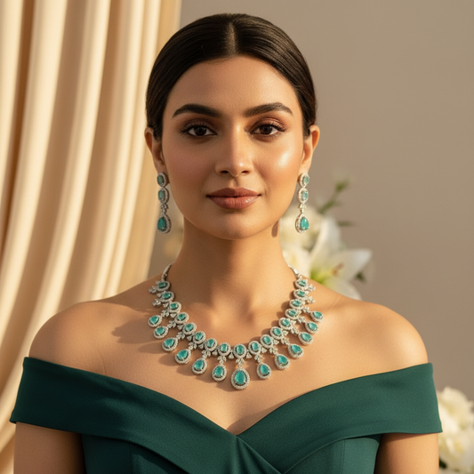 Shimmer AD Necklace (Mint Green)