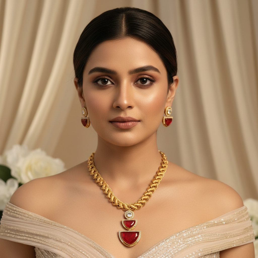 Diora AD Necklace (Red)