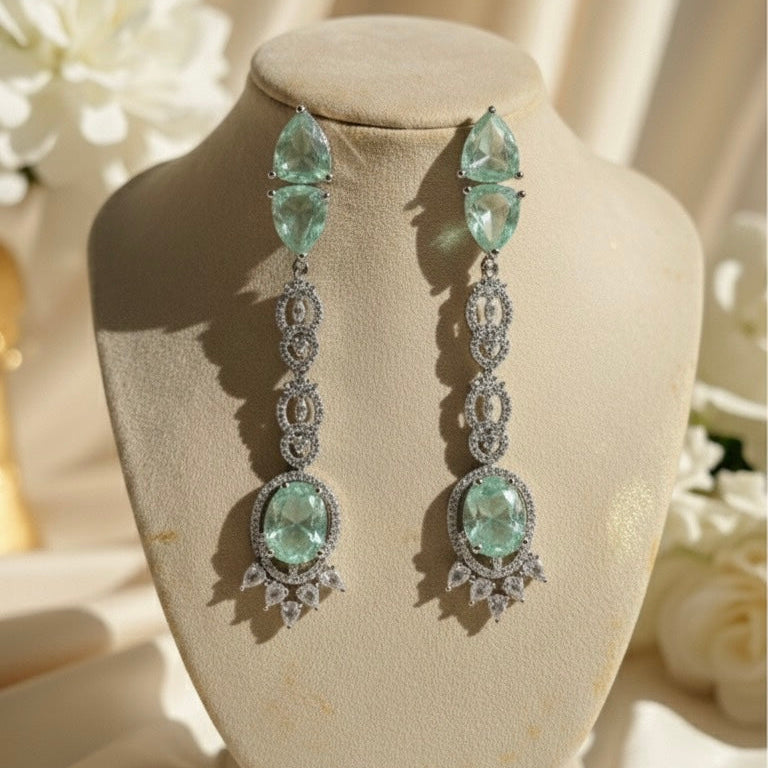 Celeste AD Earrings (Mint Green)