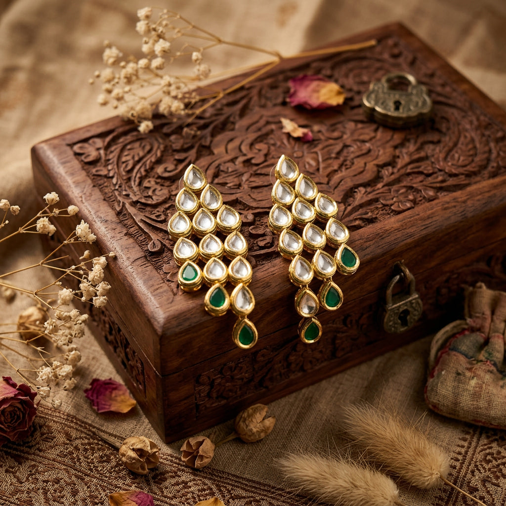 Esha Kundan Earrings (Golden)