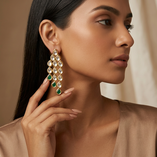 Esha Kundan Earrings (Golden)