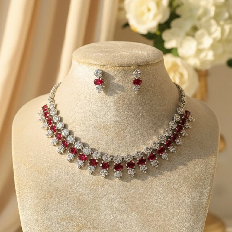 Luxe Line AD Necklace (Red)
