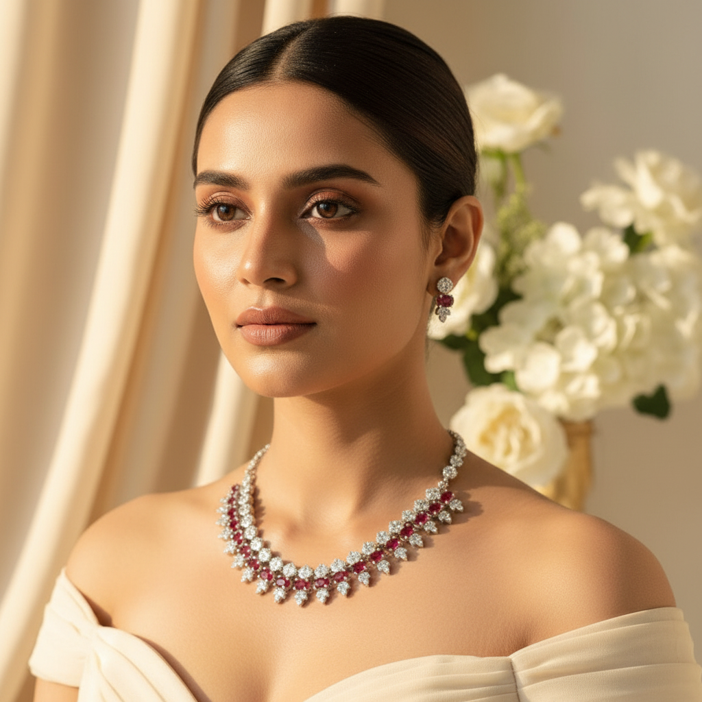 Luxe Line AD Necklace (Red)