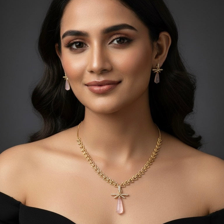 Blush Drop AD Necklace (Peach)