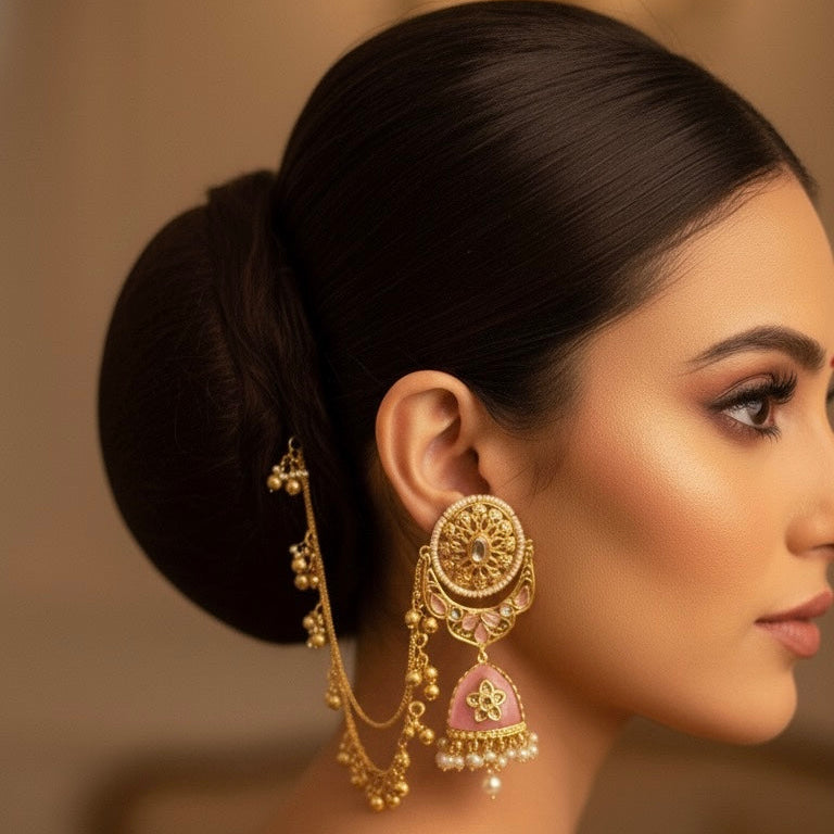 Noor Chain Earrings (Pink)
