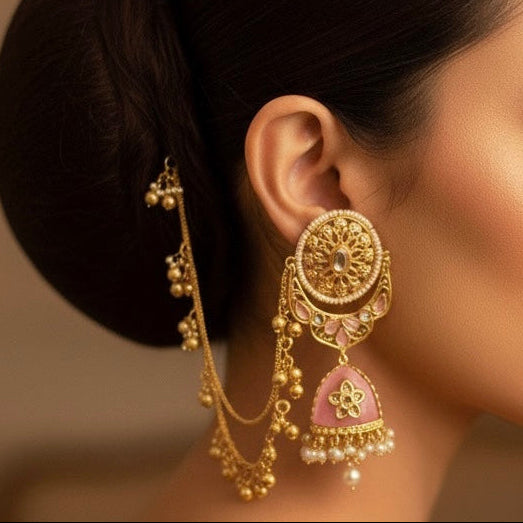 Noor Chain Earrings (Pink)
