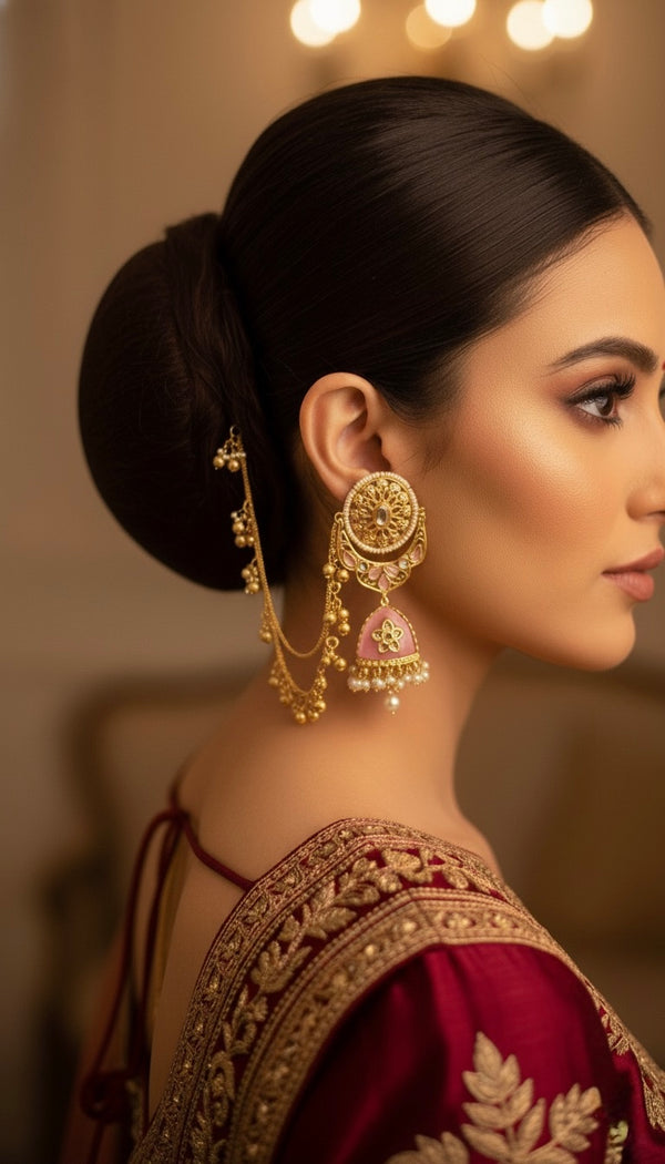 Noor Chain Earrings (Pink)