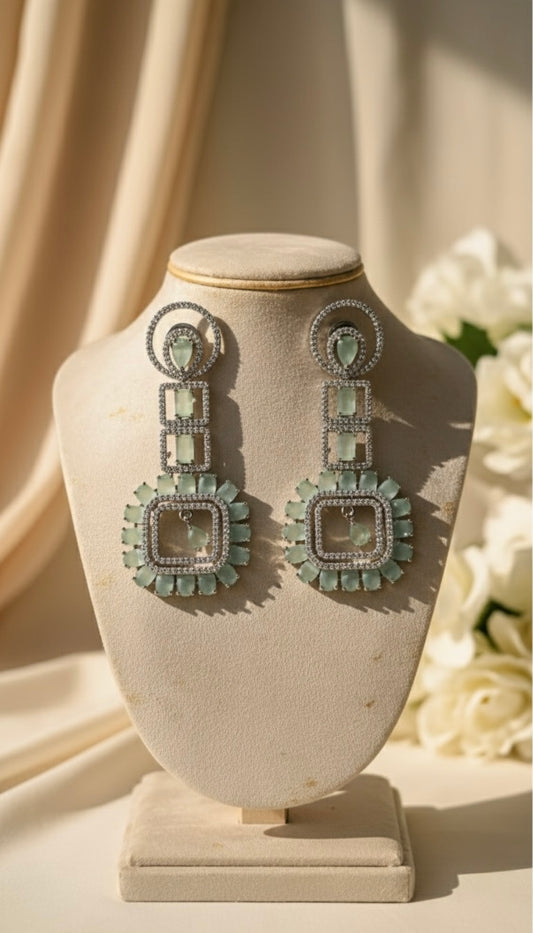 Diva AD Earrings (Mint Green)