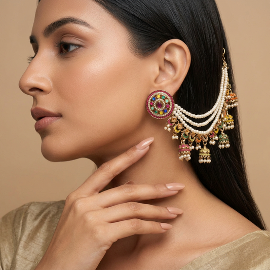 Ishanya Multi colour Chain Earrings