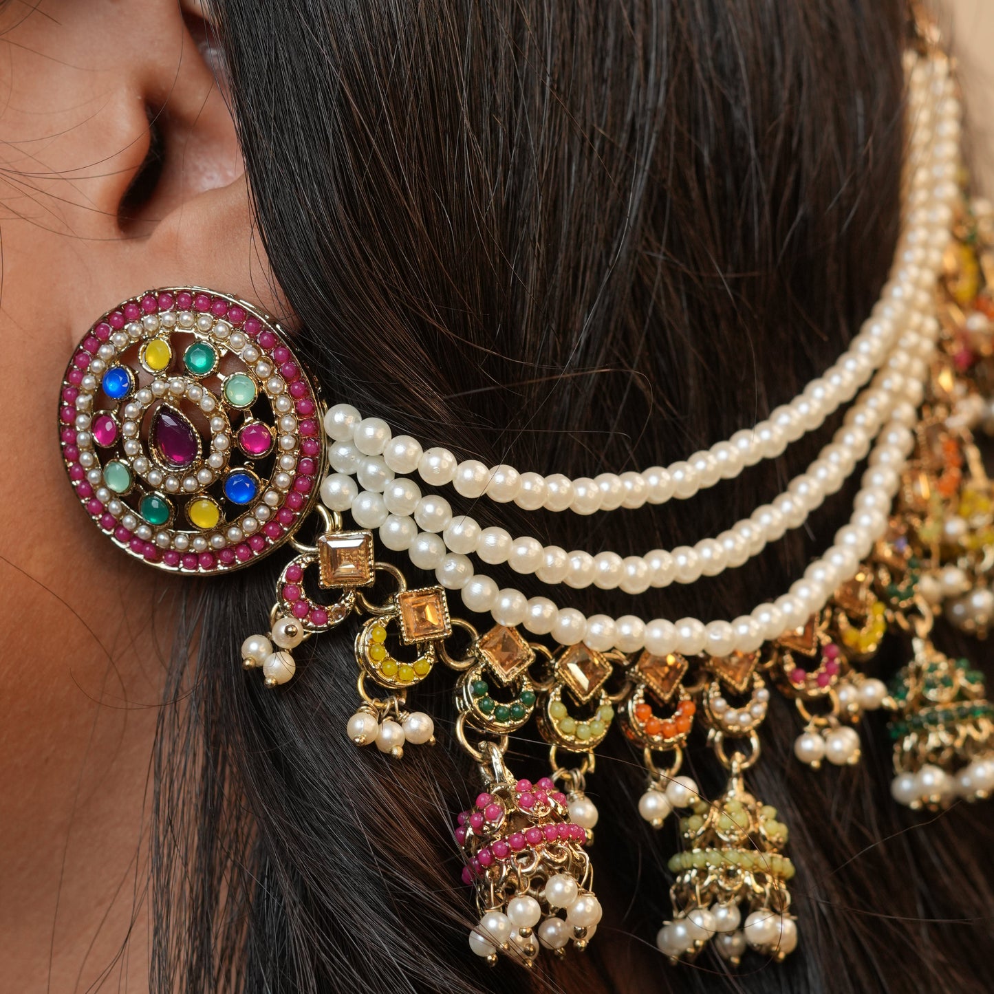Ishanya Multi colour Chain Earrings