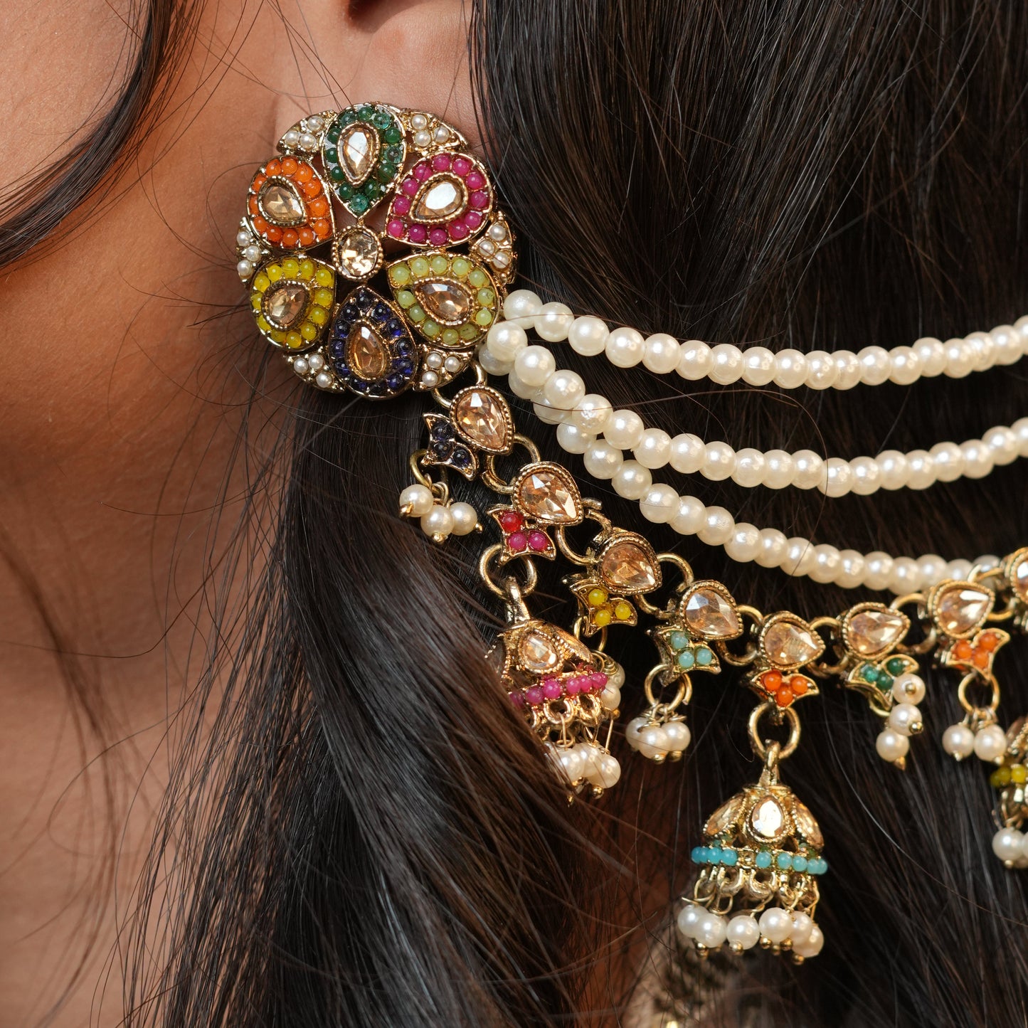 Amira Multi colour Chain Earrings