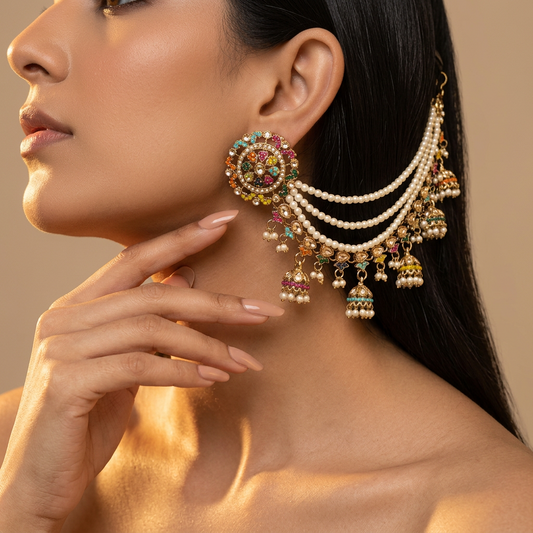 Navika Multi colour Chain Earrings