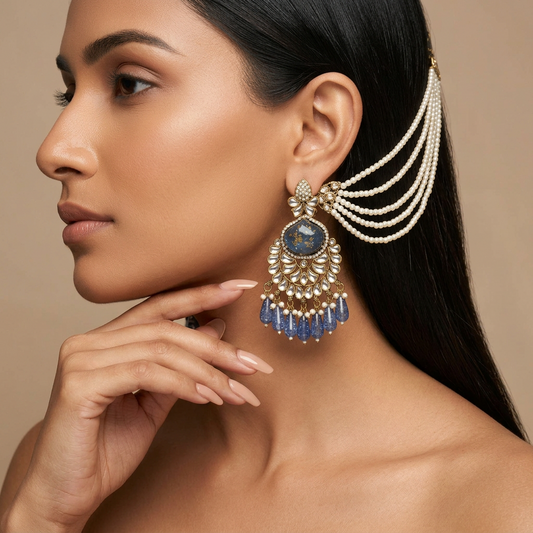 Meena Chain Earrings (Blue)
