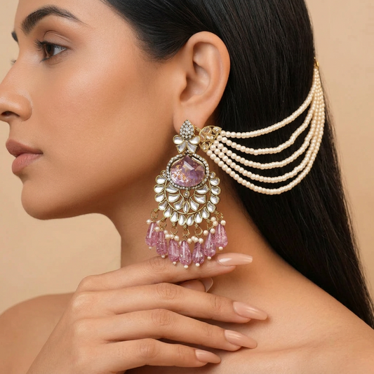 Meena Chain Earrings (Purple)