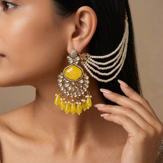 Meena Chain Earrings (Yellow)