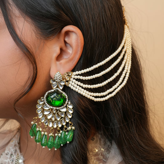 Meena Chain Earrings (Green)