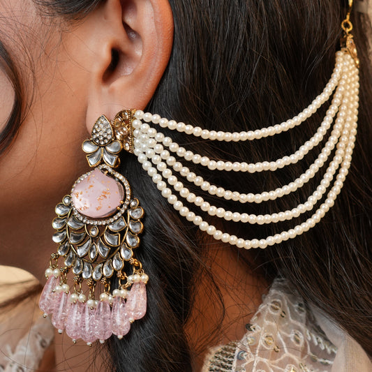Meena Chain Earrings (Light-Pink)