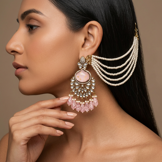 Meena Chain Earrings (Light-Pink)