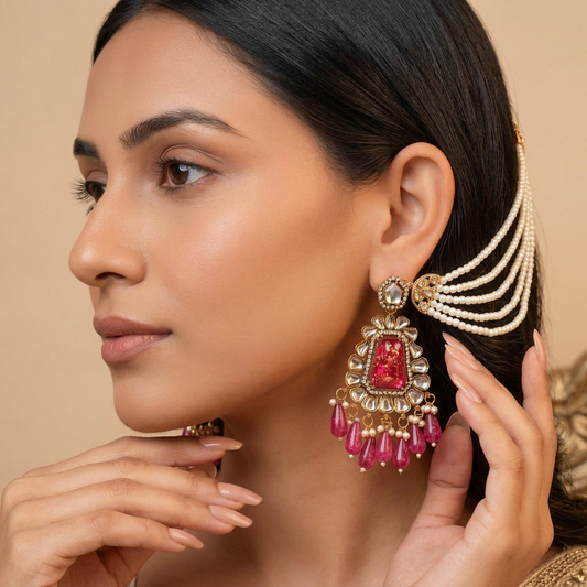 Kirnaya Chain Earrings (Pink)