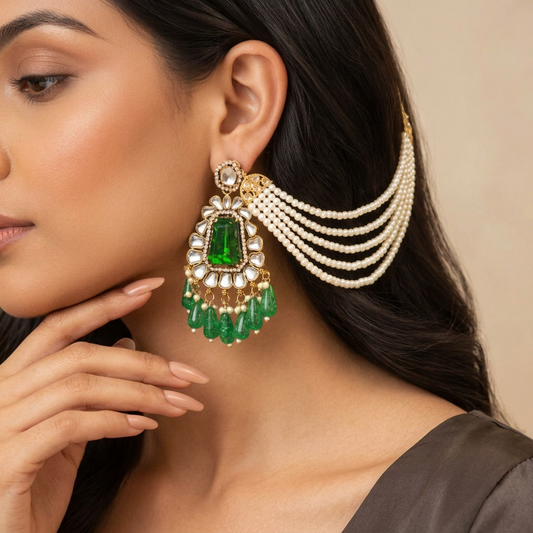 Kirnaya Chain Earrings (Green)