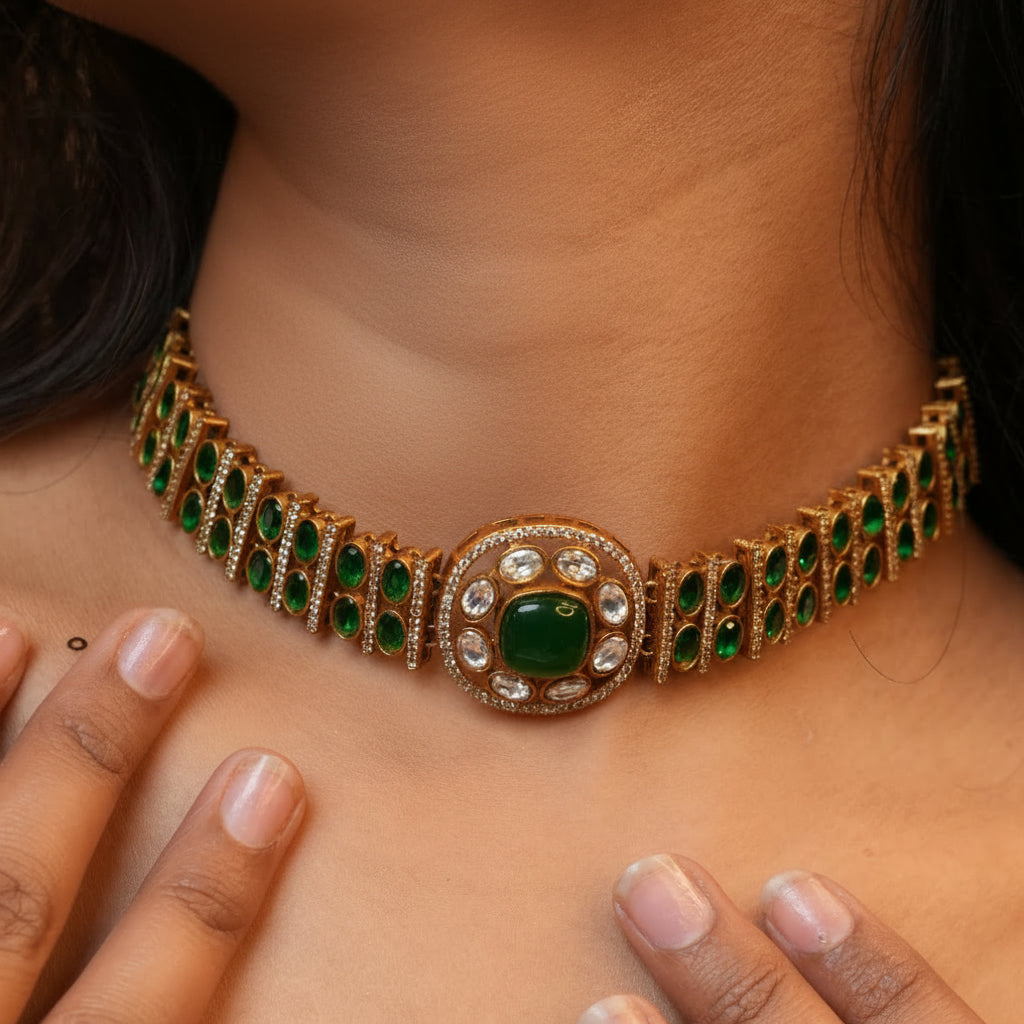Aarzoo Kundan Necklace (Green)