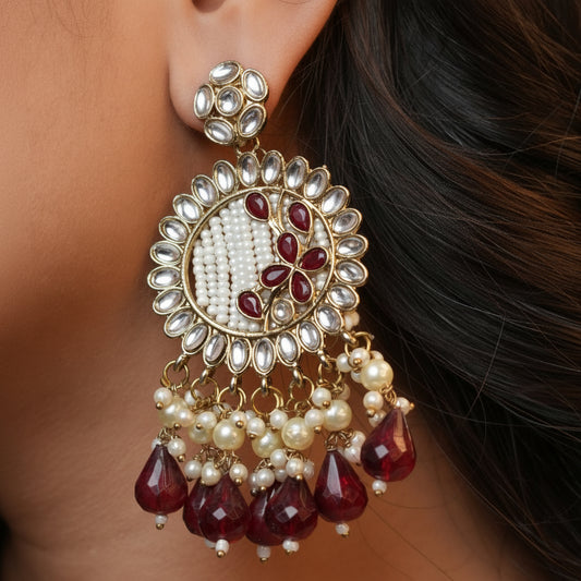 Kavya Kundan Earrings (Wine)