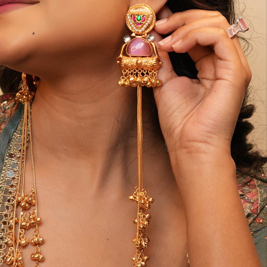 Sima Kashmiri Earrings (Pink)