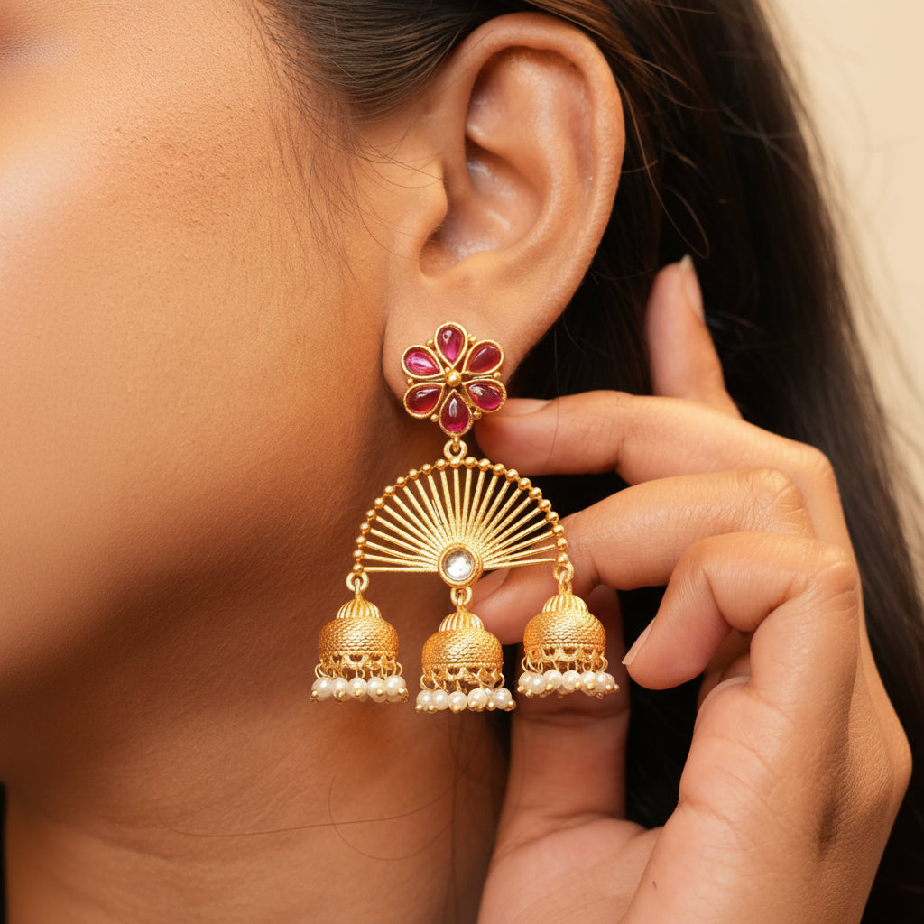 Zalak Kashmiri Jhumkas (Pink)