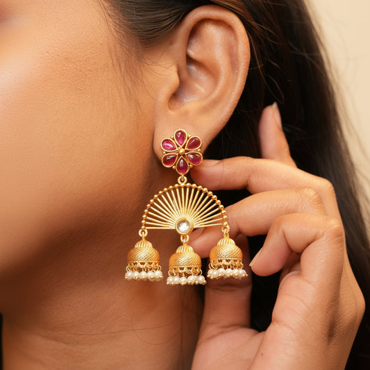 Zalak Kashmiri Jhumkas (Pink)