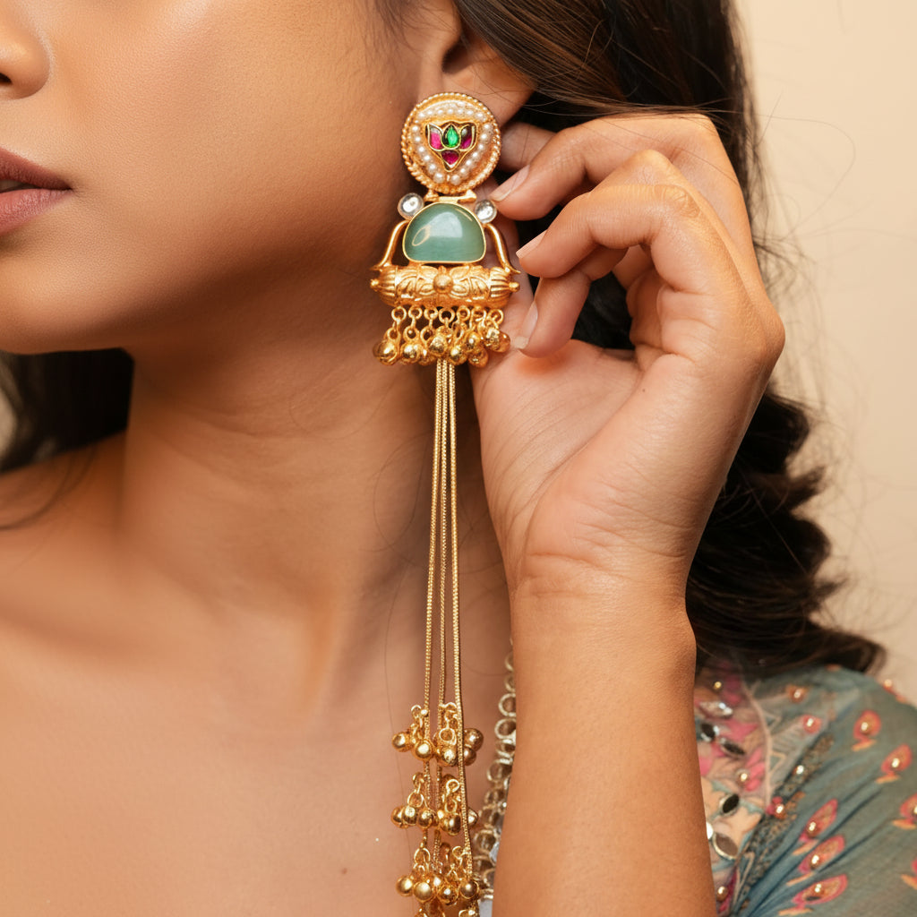 Sima Kashmiri Earrings (Mint Green)