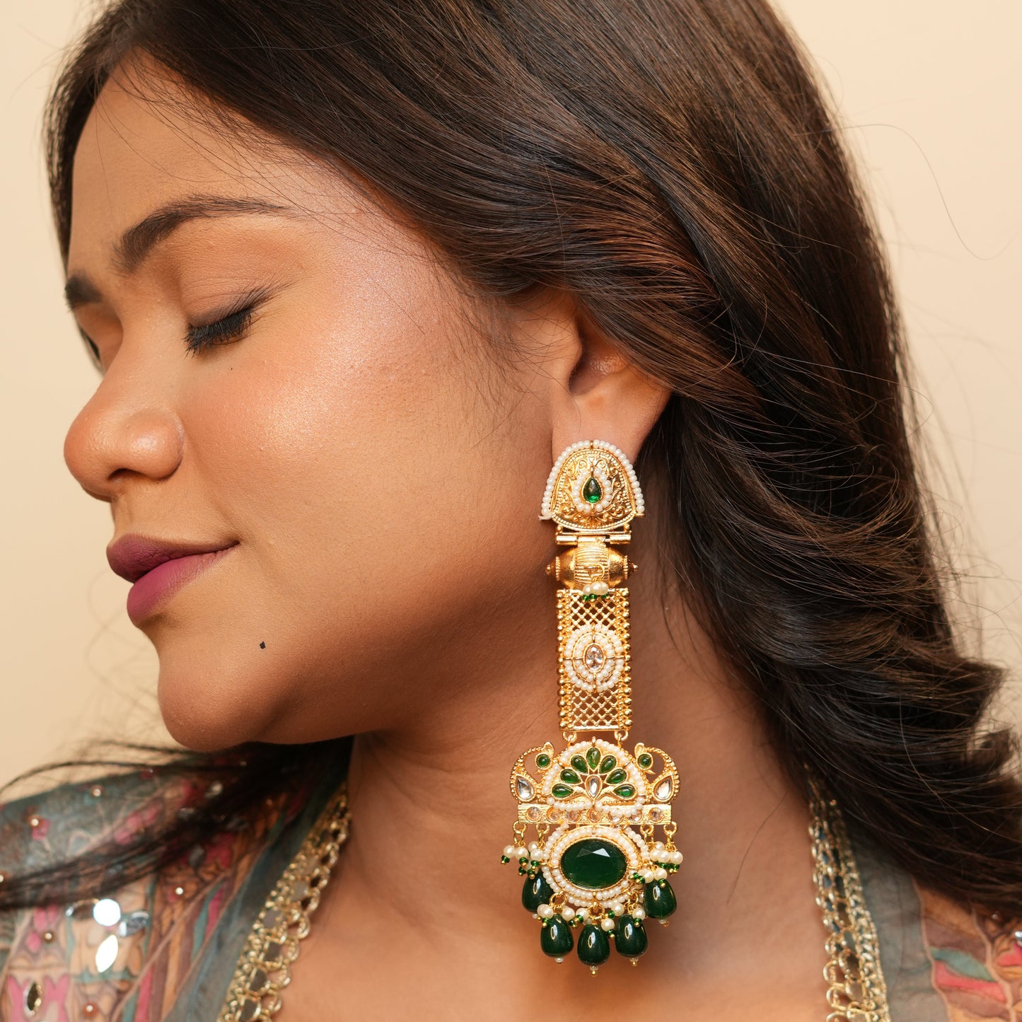 Noori Kashmiri Earrings (Green)