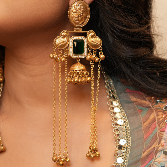 Mayur Kashmiri Earrings (Green)