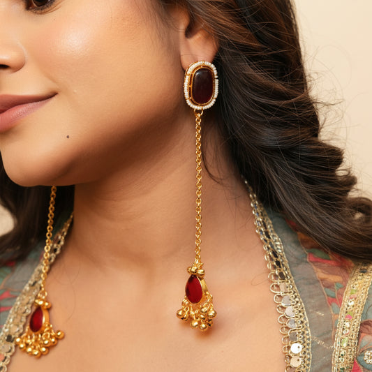 Ishika Kashmiri Earrings (Wine)