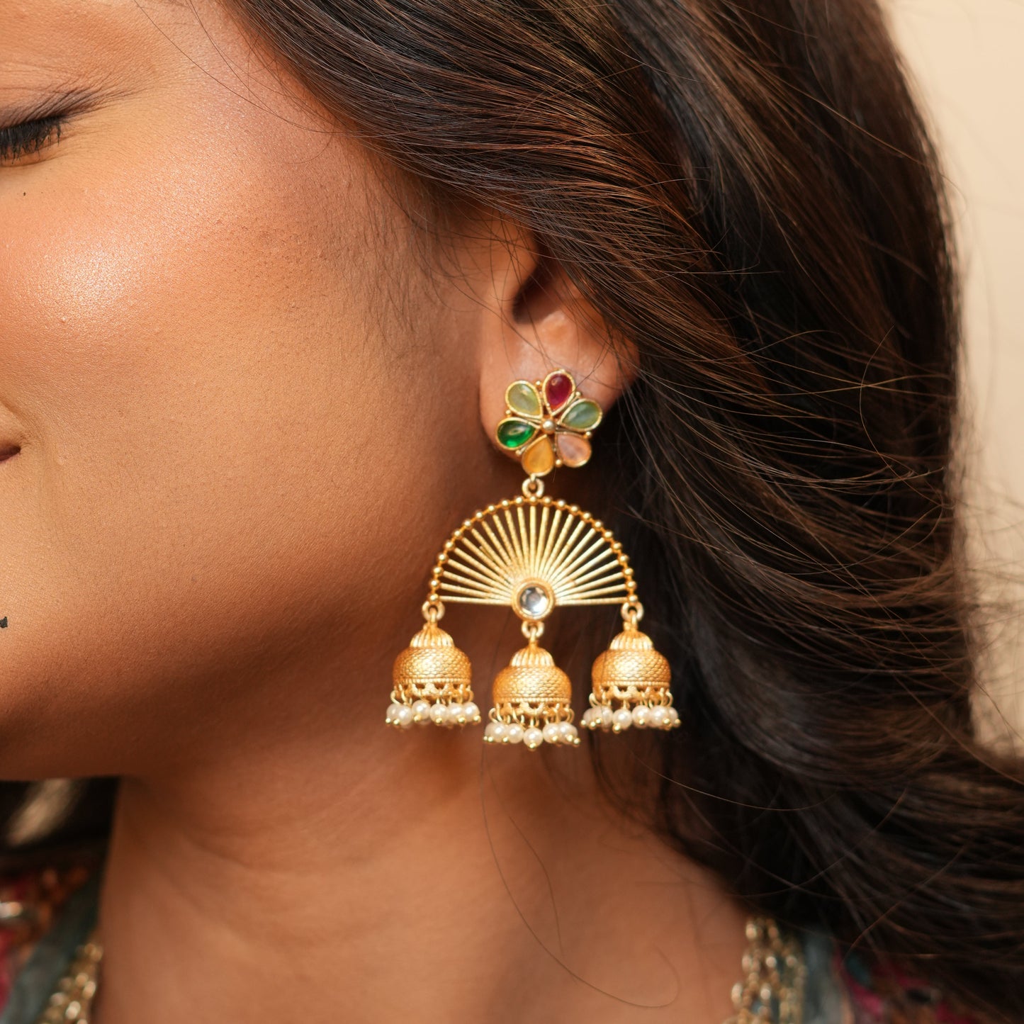 Zalak Kashmiri Jhumkas (Multi-colour)