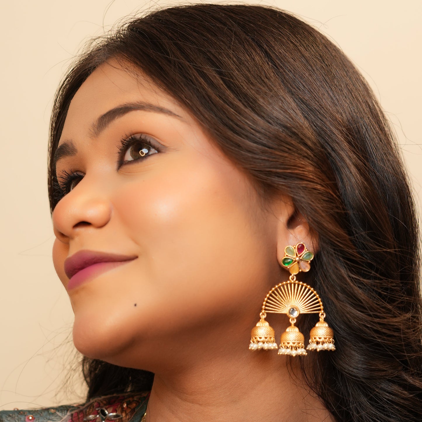 Zalak Kashmiri Jhumkas (Multi-colour)