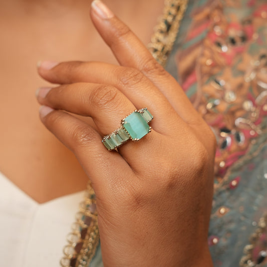Premium Diamond AD Ring(Mint green)