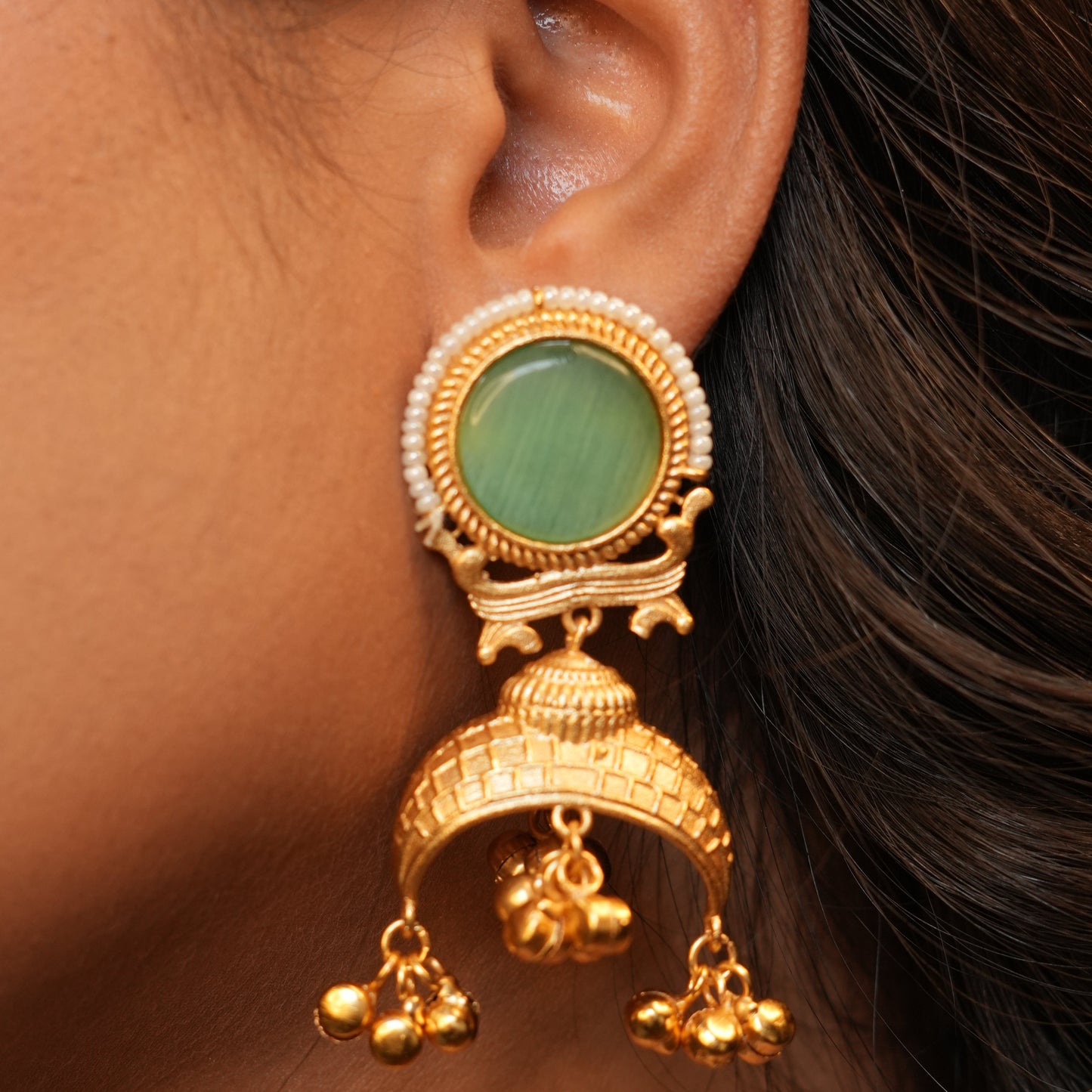 Heritage Jhumkas (Mint Green)