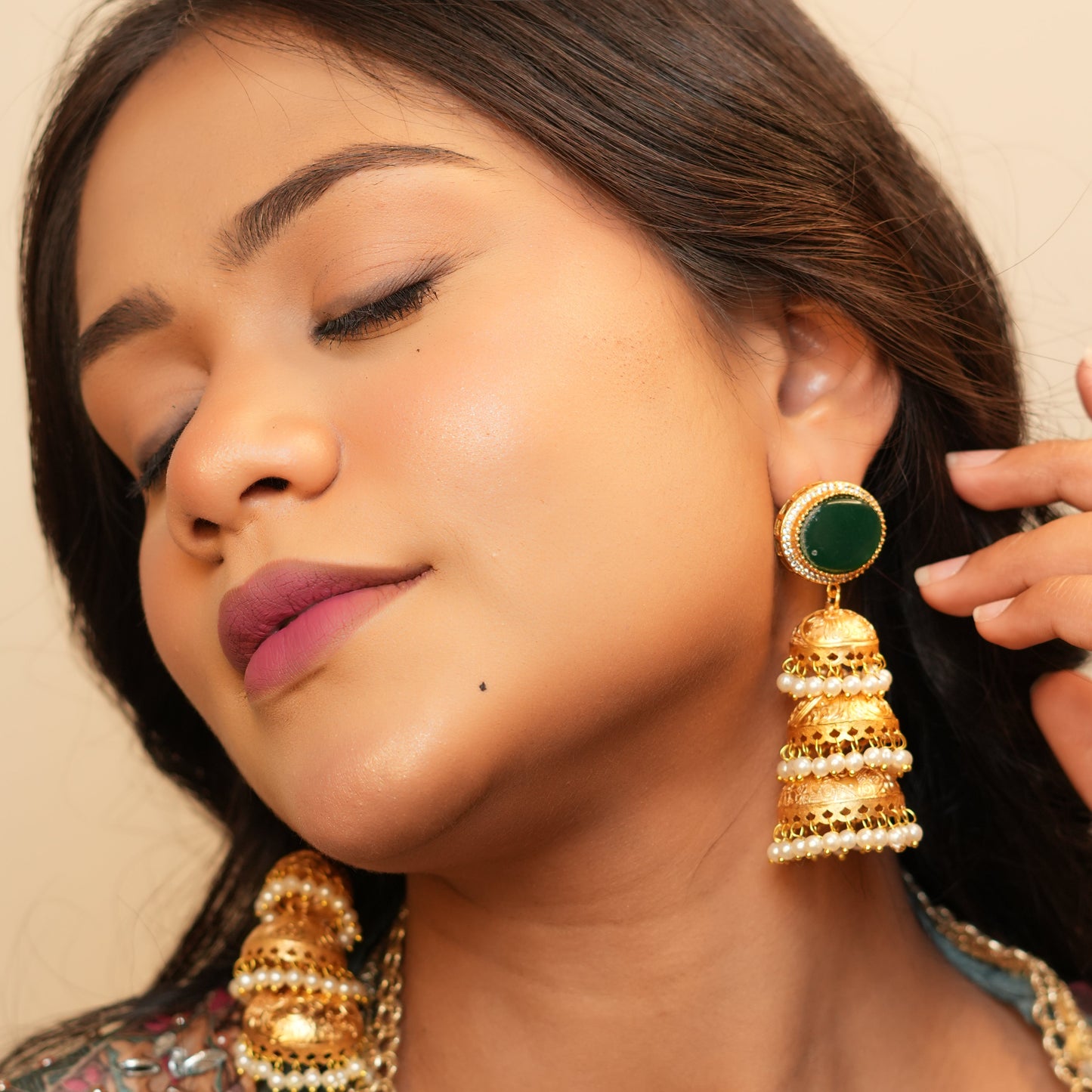 Kiran Kashmiri Jhumka (Green)