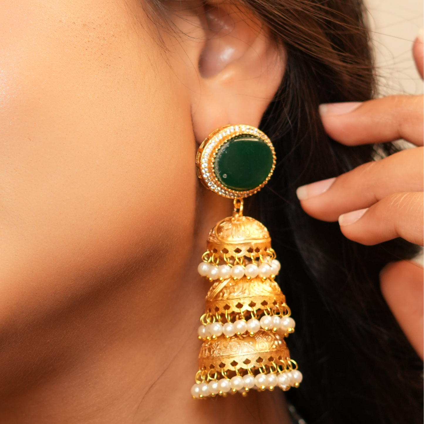 Kiran Kashmiri Jhumka (Green)