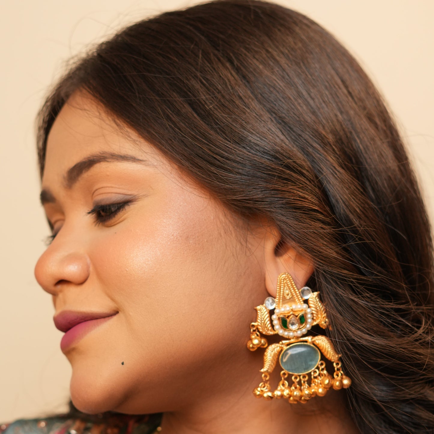 Gulzar Kashmiri Earrings (Sea Blue)