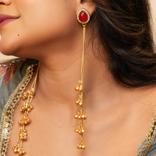 Raha Kashmiri Earrings (Wine)