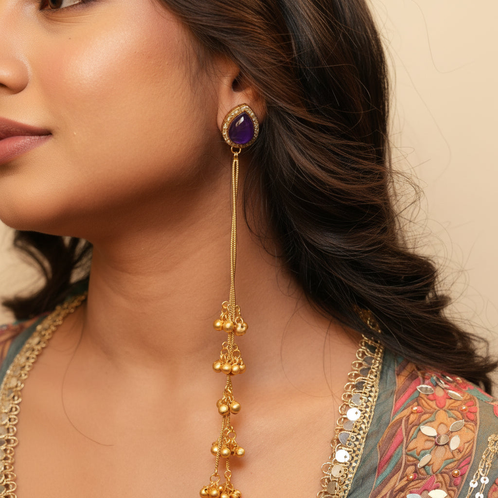 Raha Kashmiri Earrings (Purple)